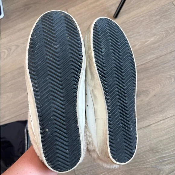 GOLDEN GOOSE Super Star Sabot Leather Glitter Shearling Lined Slip-On Sneaker - Picture 13 of 16